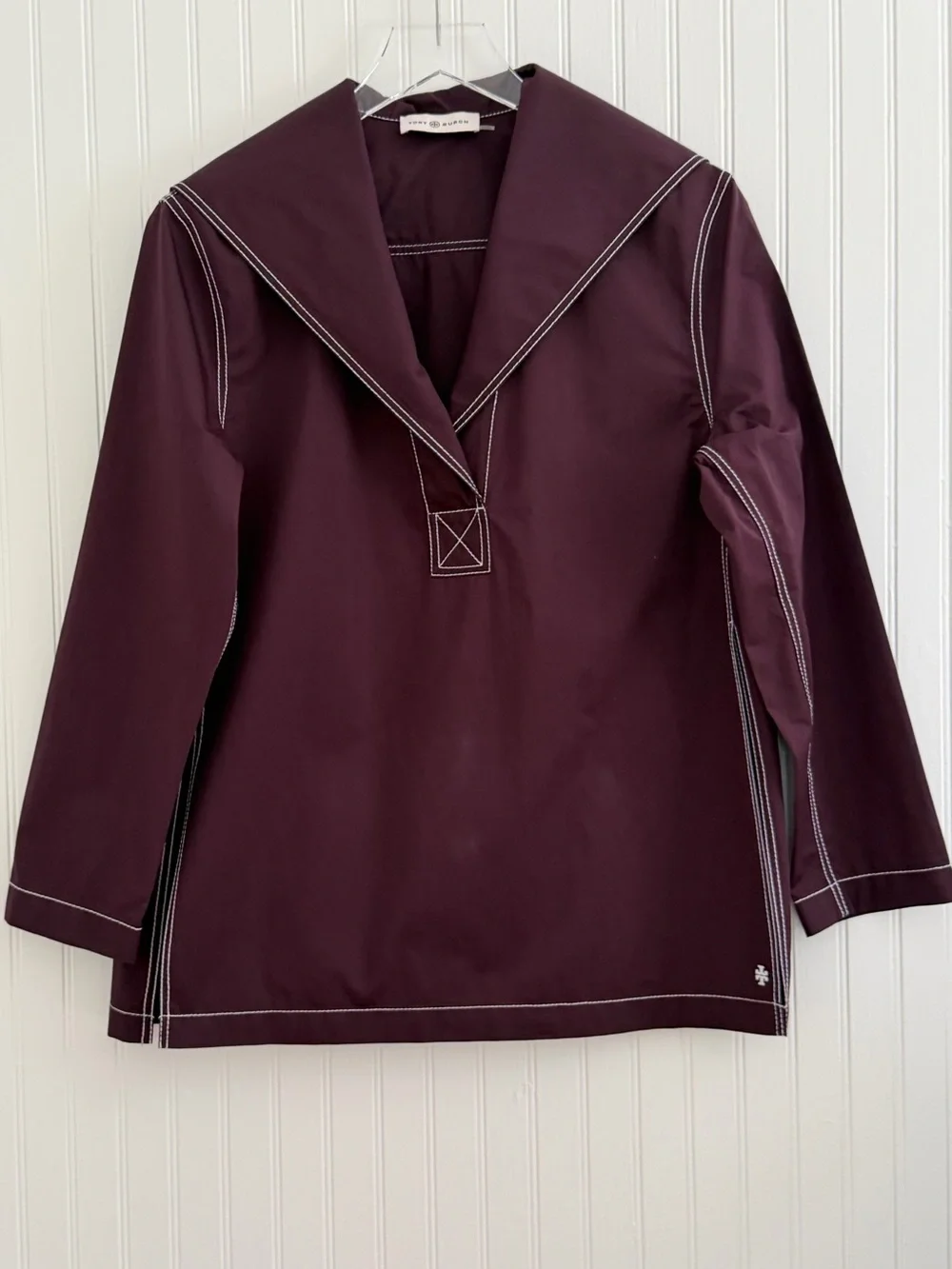 Tory Burch Cotton Poplin Top in Evening Plum